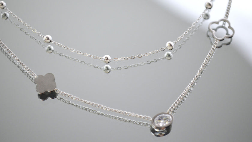 Colier din otel inoxidabil placat cu rodiu cu pietre semipretioase – Lucky Cristals Reins vedere detaliata 01S02-0009