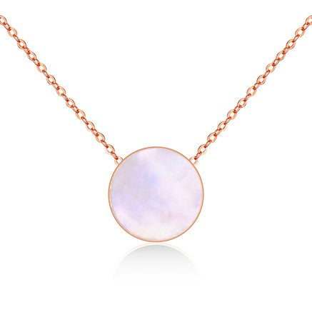 Colier din otel inoxidabil placat cu aur roz de 18k cu Sidef alb – Mellow Reins vedere pe fundal alb 01S02-0002R