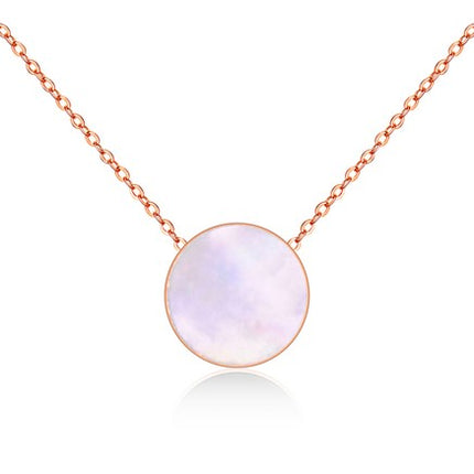 Colier din otel inoxidabil placat cu aur roz de 18k cu Sidef alb – Mellow Reins vedere pe fundal alb 01S02-0002R