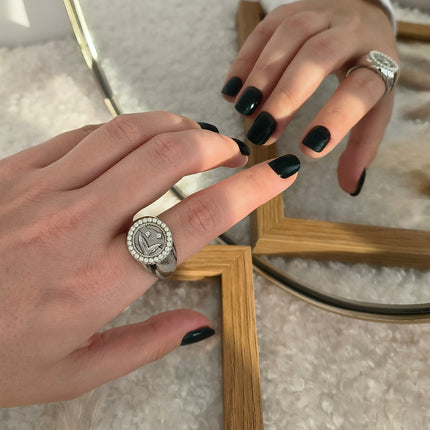 Inel din Argint Reins cu perle de apa dulce si zircon incolor – Siren’s Pearl vedere pe model 04R01-0022