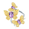 Inel din Argint Reins, cu pietre semi-pretioase din Ametist, in forma de future – Butterfly, vedere pe fundal alb, 04R01-0008