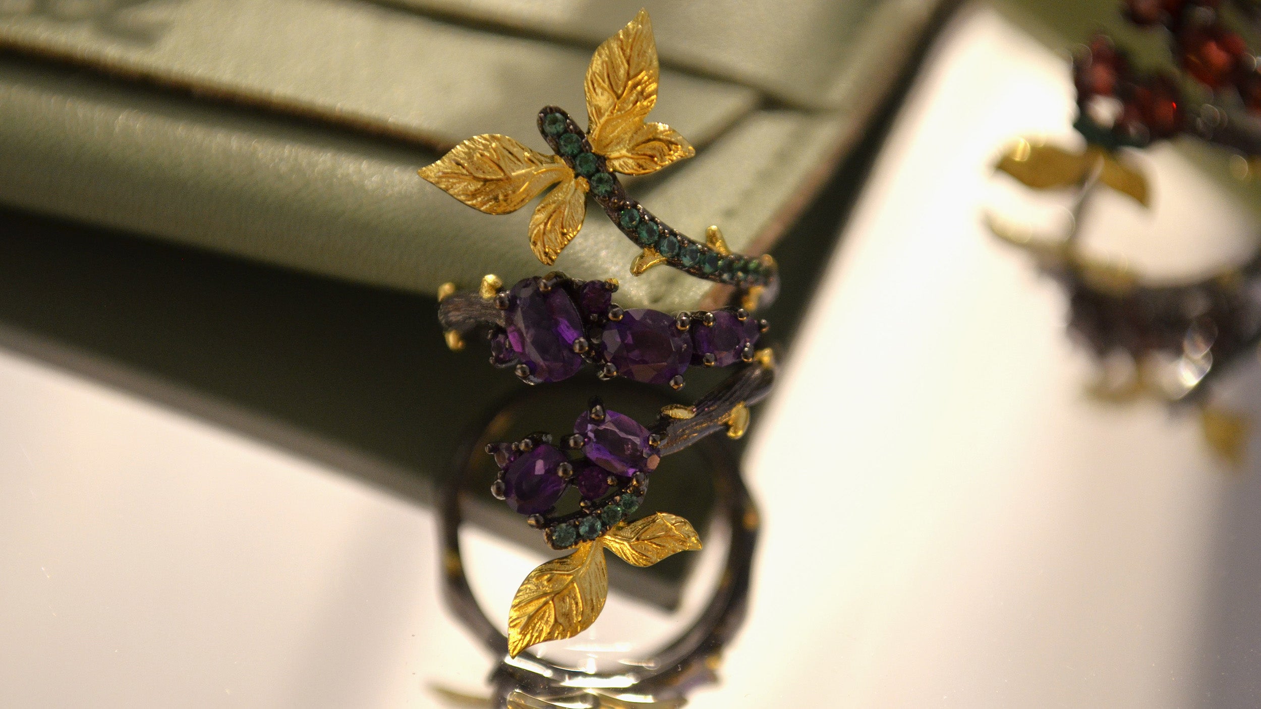 Inel din Argint Reins, cu pietre semi-pretioase din Ametist – Butterfly Secret Garden, vedere detaliata, 04R01-0006A