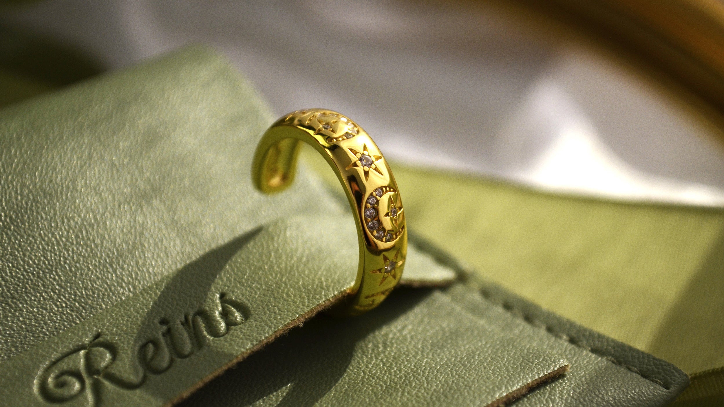 Inel din Argint Reins, cu pietre semi-pretioase, placat cu aur 18k – Moon and star, vedere detaliata, 04R01-0021