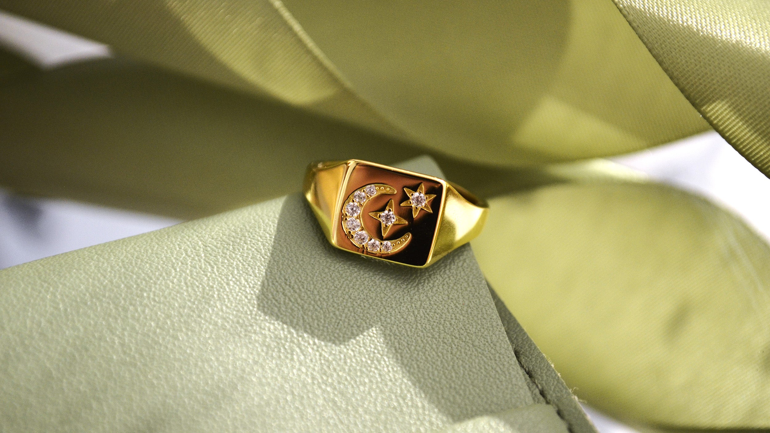 Inel din Argint Reins, cu pietre semi-pretioase, placat cu aur 18k – Moon and star Square, vedere detaliata, 04R01-0023